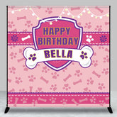 Lofaris Pink Paw Bone Print Custom Name Birthday Backdrop